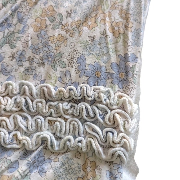 Angel Dear Baby Girl Bamboo One Piece Pajamas White Pastel Flower Ruffle 9-12M - Picture 2 of 7